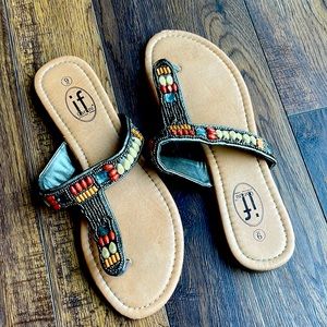 Beaded thong sandals